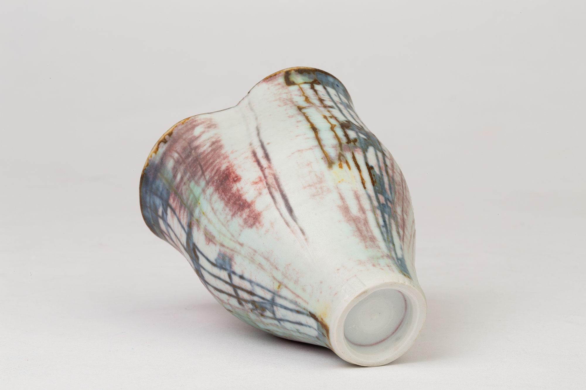 Hand-Crafted Marianne De Trey Studio Porcelain Wax Resist Linear Patterned Vase