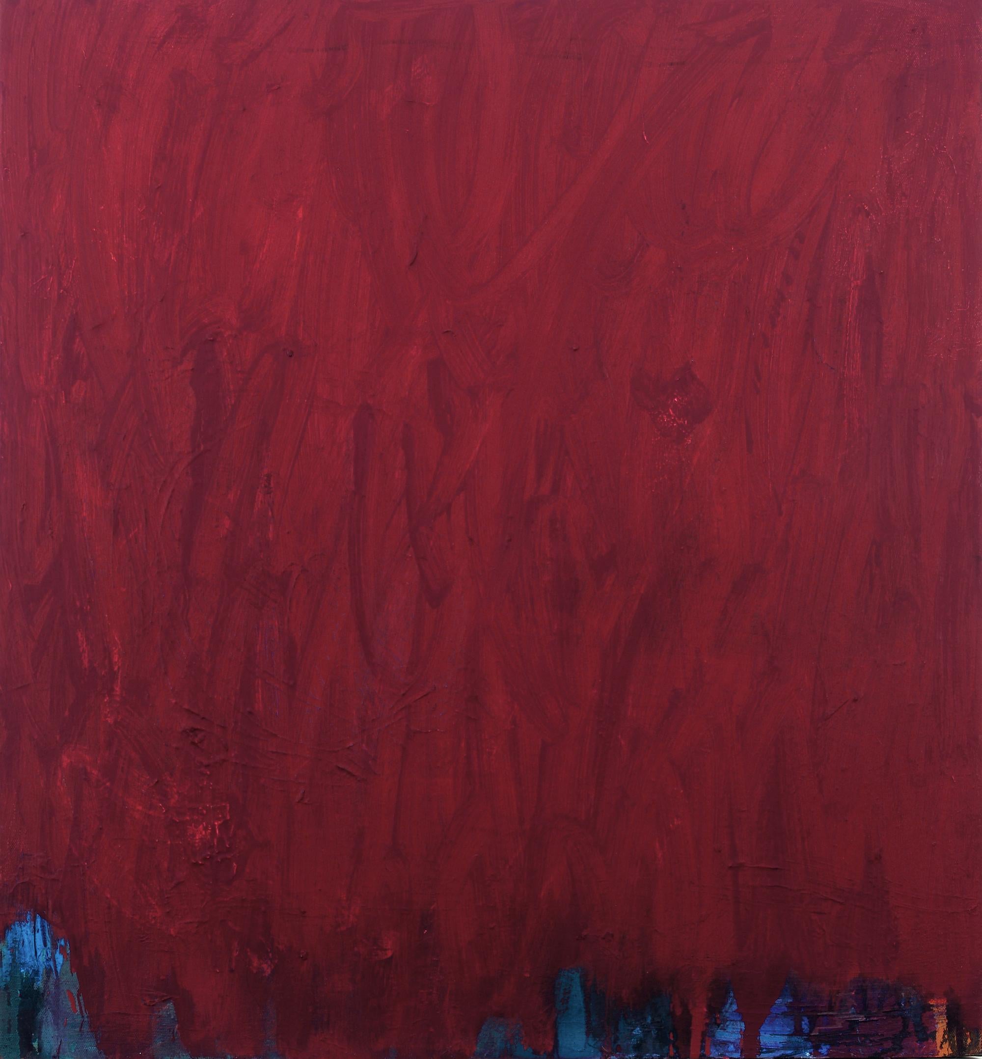 Marianne DeAngelis Abstract Painting - "Ulterior Motive" red monochromatic contemporary abstract