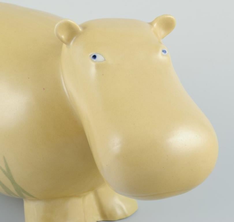 Swedish MARIANNE GUNNEMARK for Höganäs. Very large and rare ceramic figurine of hippo For Sale