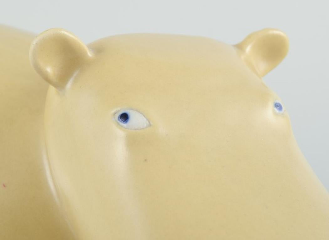Glazed MARIANNE GUNNEMARK for Höganäs. Very large and rare ceramic figurine of hippo For Sale
