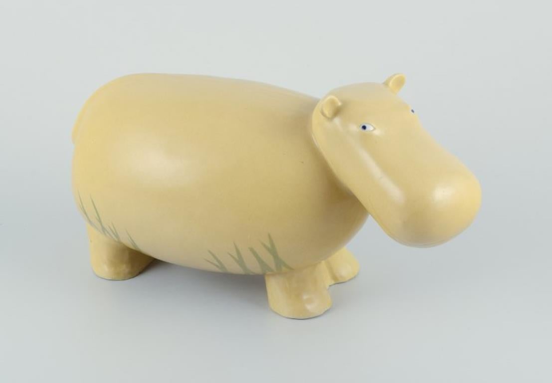 MARIANNE GUNNEMARK for Höganäs. Very large and rare ceramic figurine of hippo For Sale