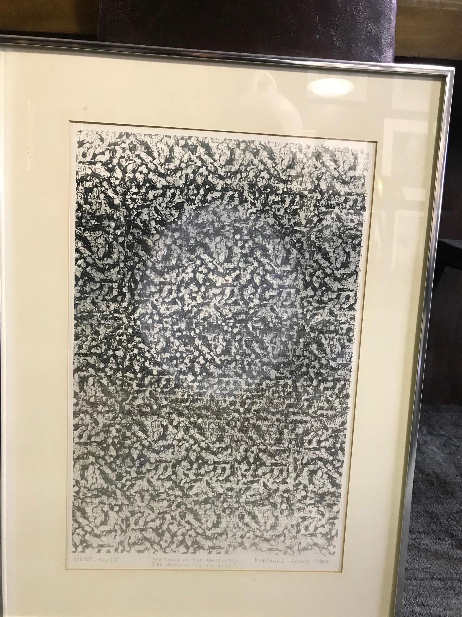 A very complex and mesmerizing offset lithograph by Norwegian artist Marianne Heske. 

The print is pencil signed, numbered (10/25), dated (1977) and titled (
