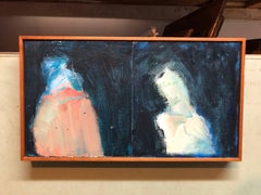 "Due per Francesco" Pittura ad olio astratta a tecnica mista con figure