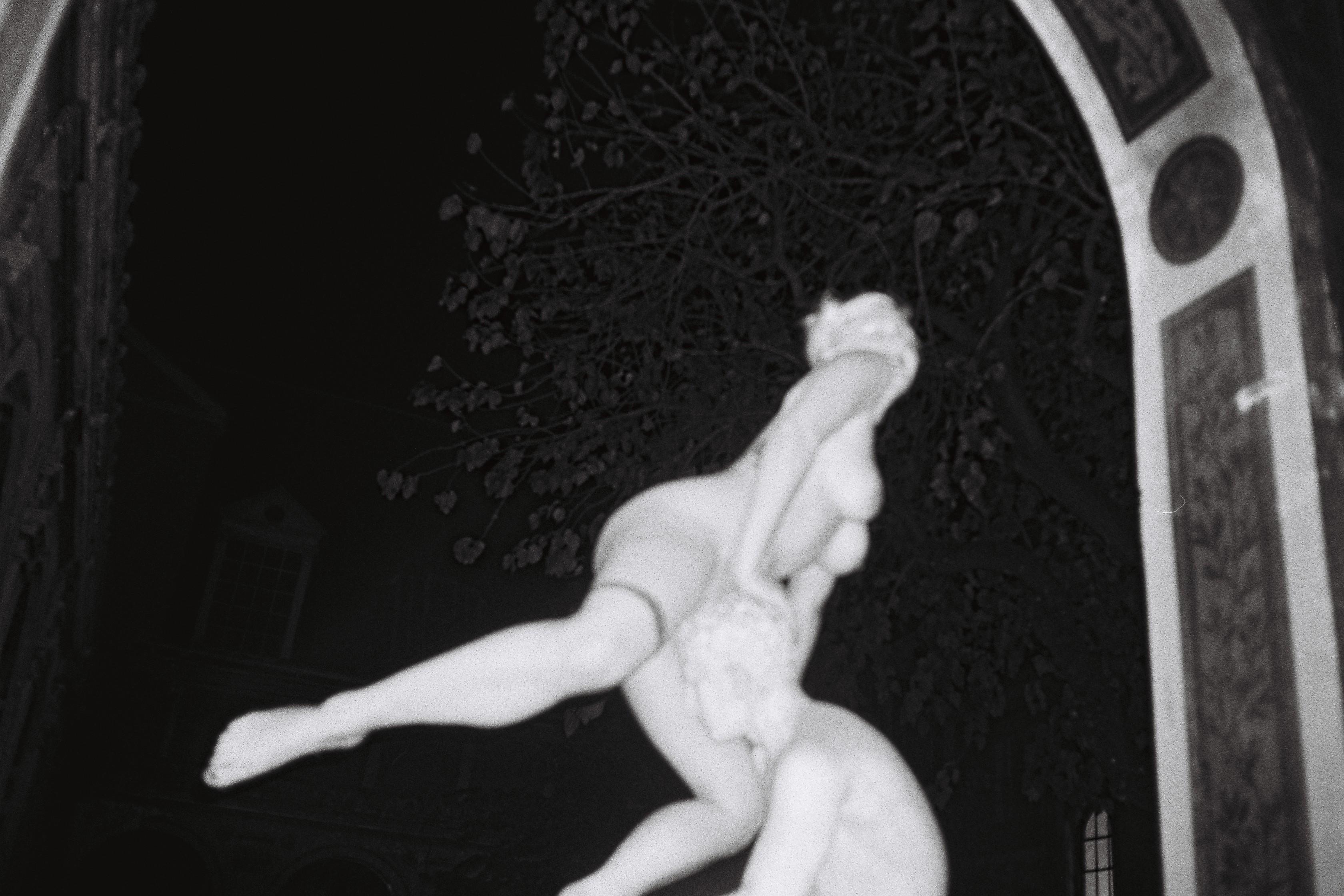 Marianne Marić
Attentat, 2015
Silber-Gelatine-Druck
80 x 120 cm (31 1/2 x 47 1/4 Zoll)
Auflage von 5, plus 2 AP; Ed. Nr. 1/5
Nur drucken

Marianne Marić betrachtet den Körper als Architektur und spielt in ihrem Werk mit Symbolen, wobei sie oft ihre