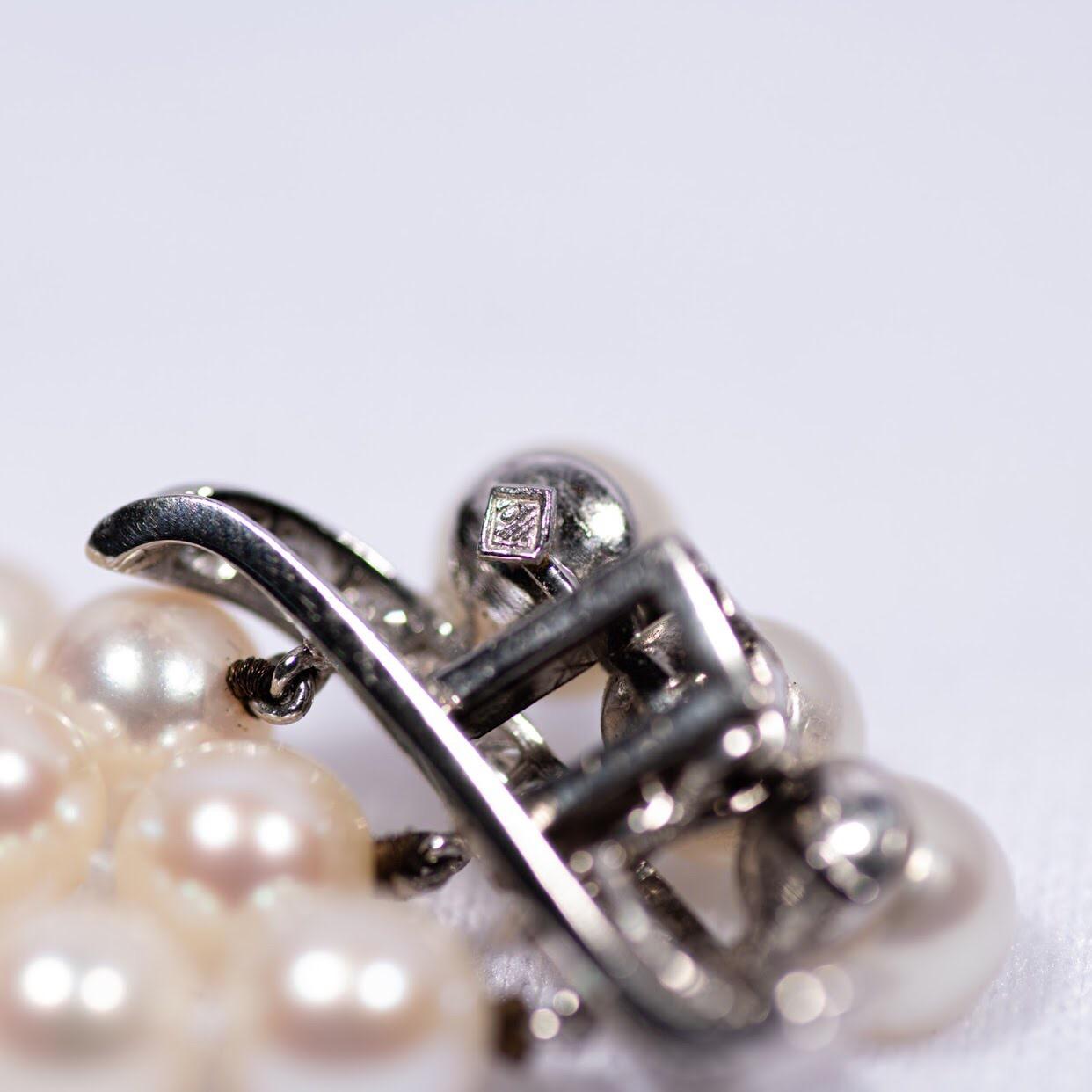 Modern Marianne Ostier 3 Strands Akoya Pearl Diamond White Gold Bracelet For Sale