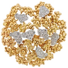 Marianne Ostier Diamond Gold Freeform Brooch Pin