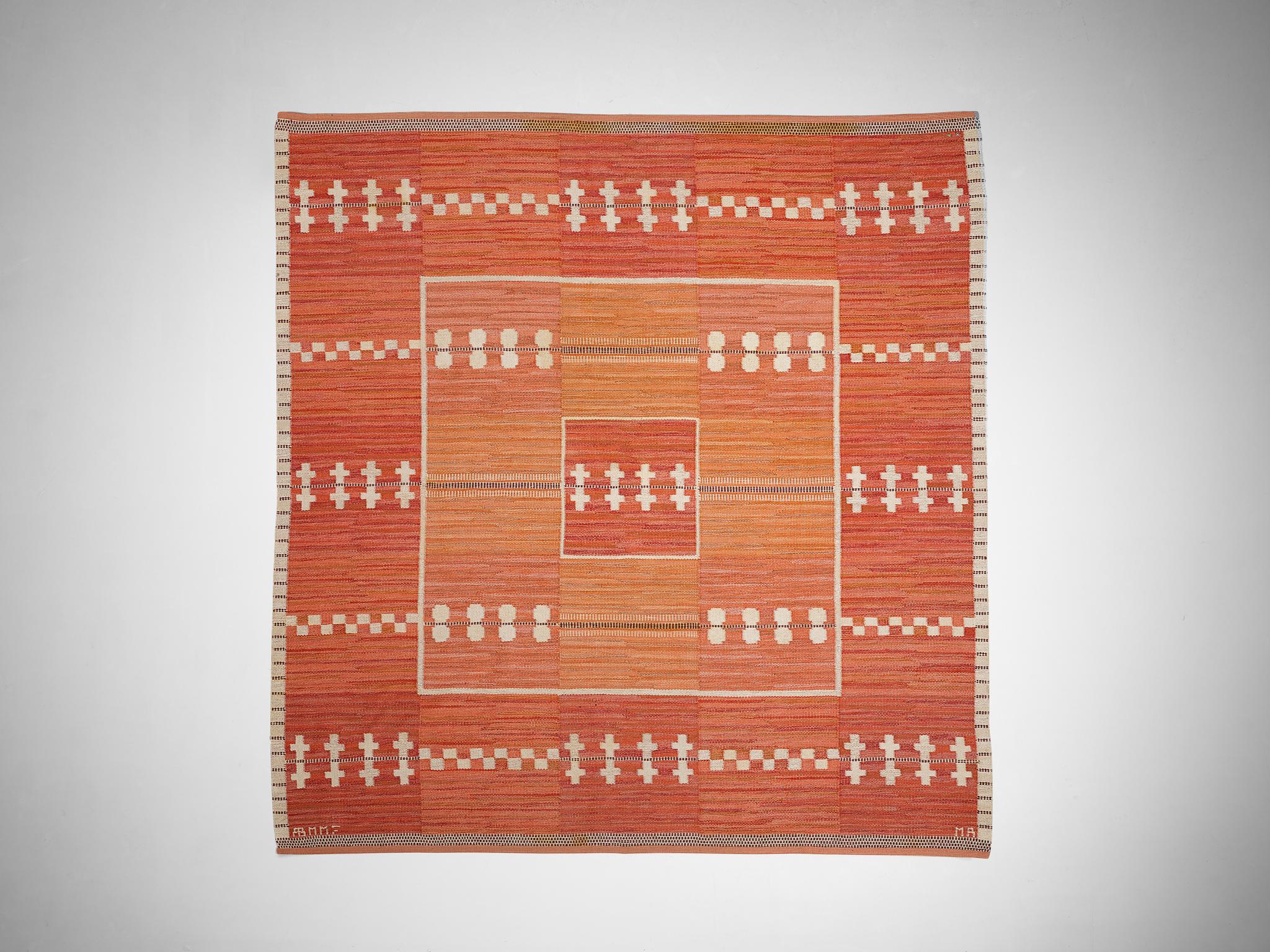 Swedish Marianne Richter for Märta Måås-Fjetterström 'Fläder Röd' Carpet in Wool  For Sale