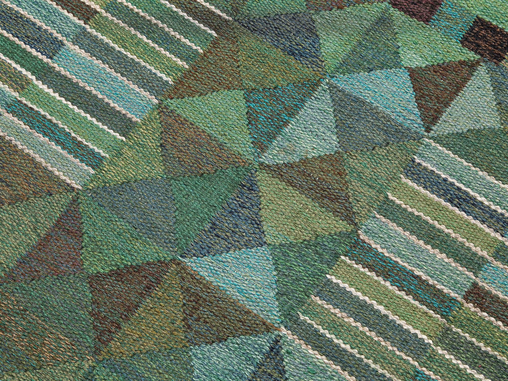 Scandinavian Modern Marianne Richter for Märta Måås-Fjetterström Rubirosa Grön Carpet in Wool 