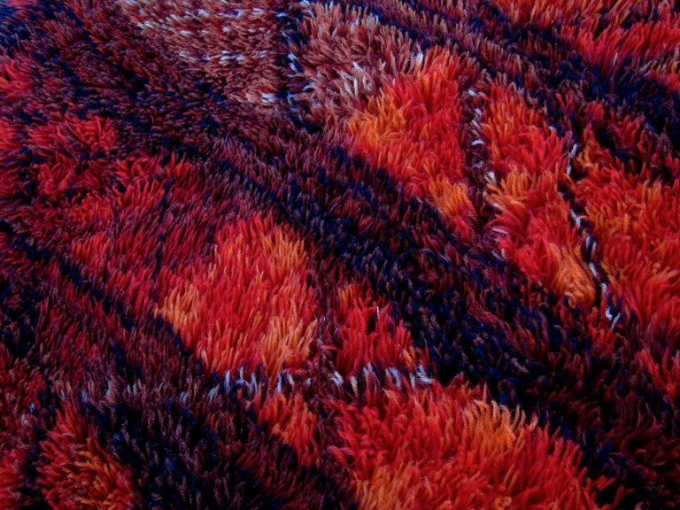 Wool Marianne Richter Midcentury Red Kolmården Rya Rug or Wall Hanging For Sale