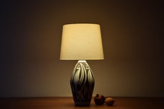 Marianne Starck for MA&S Ceramic Table Lamp Sgraffito Black White, Danish 1960s