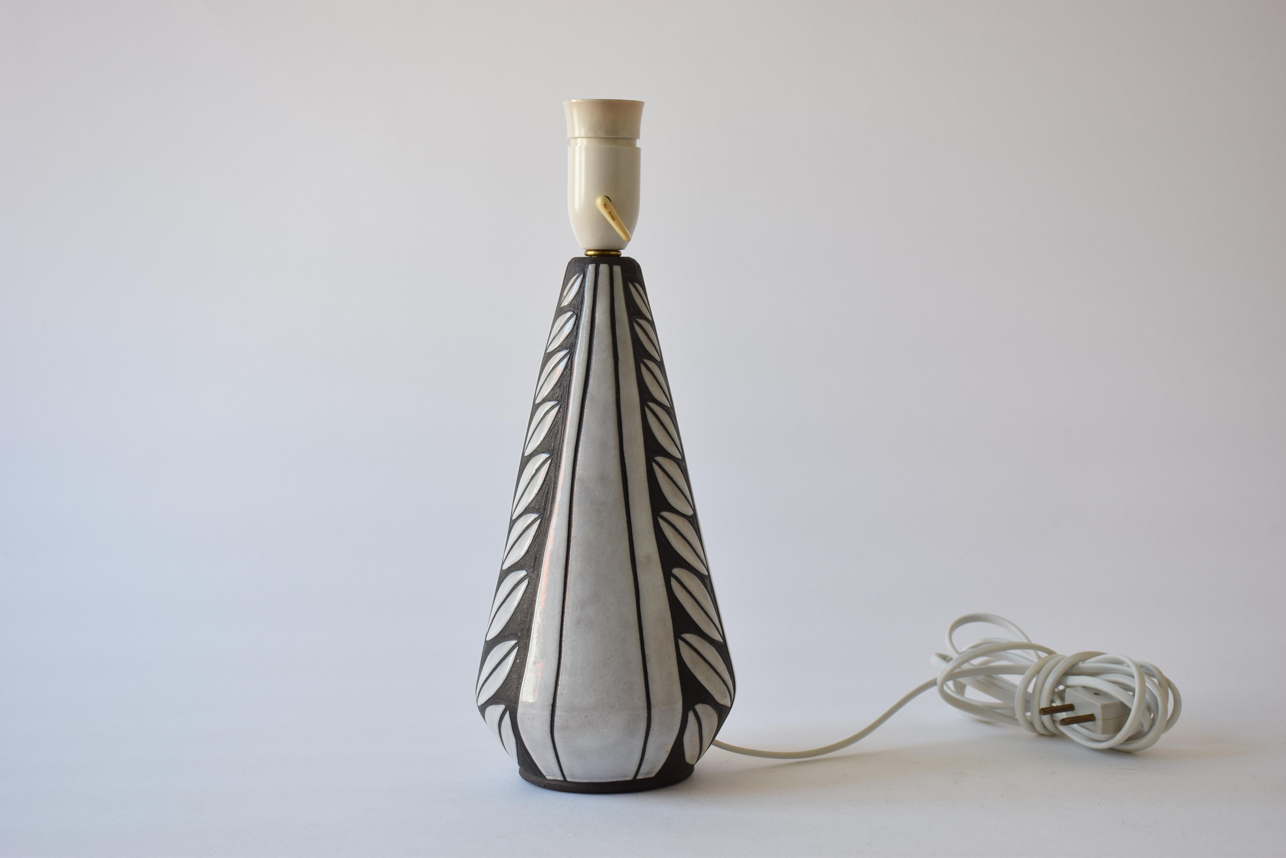 Mid-Century Modern Marianne Starck for MA&S Ceramic Table Lamp Sgraffito Negro Tribal Danish, 1960s For Sale