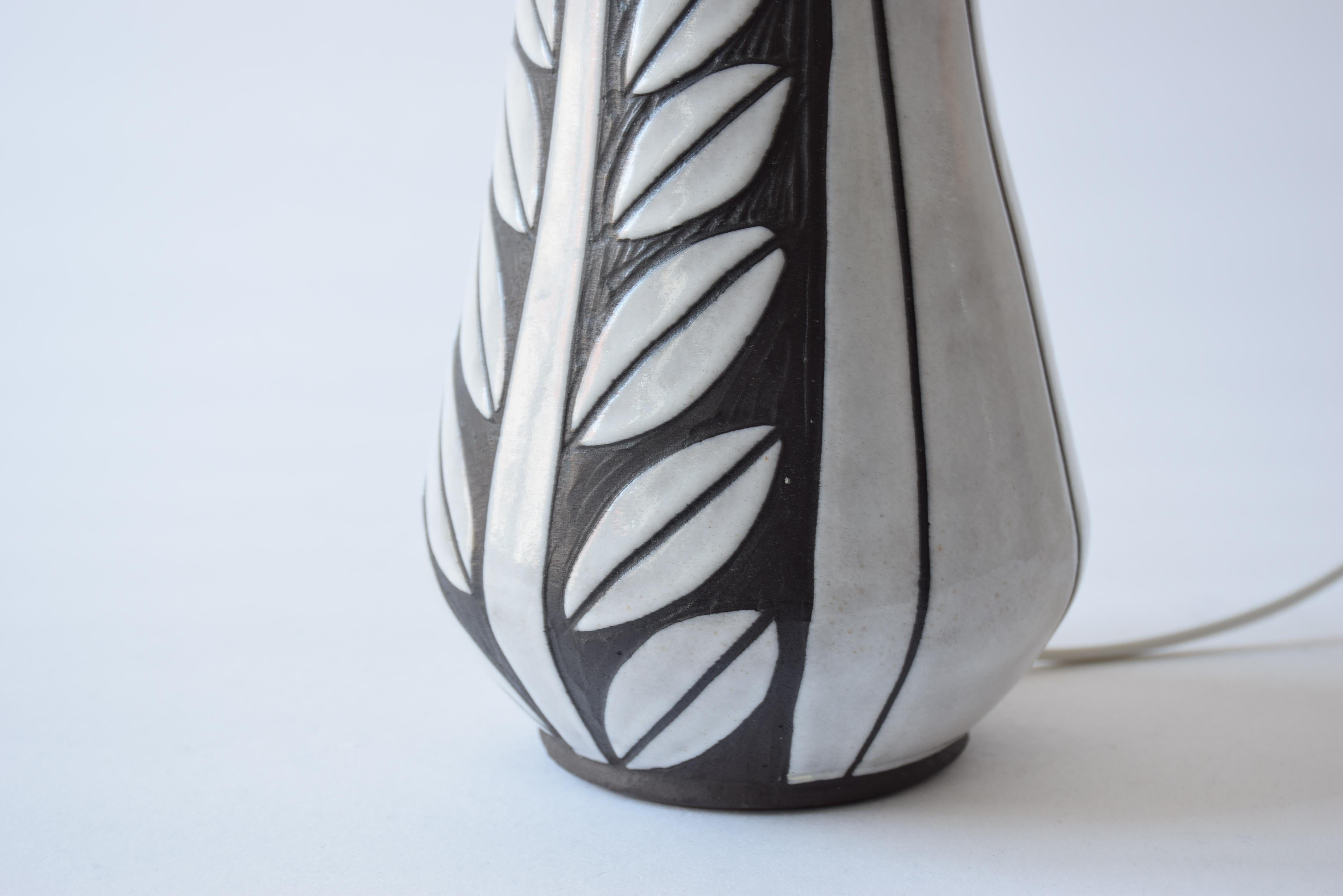 Marianne Starck for MA&S Ceramic Table Lamp Sgraffito Negro Tribal Danish, 1960s For Sale 2