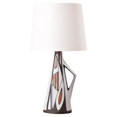 Marianne Starck for MA&S Table Lamp Sgraffito Black White Orange, Danish 1960s