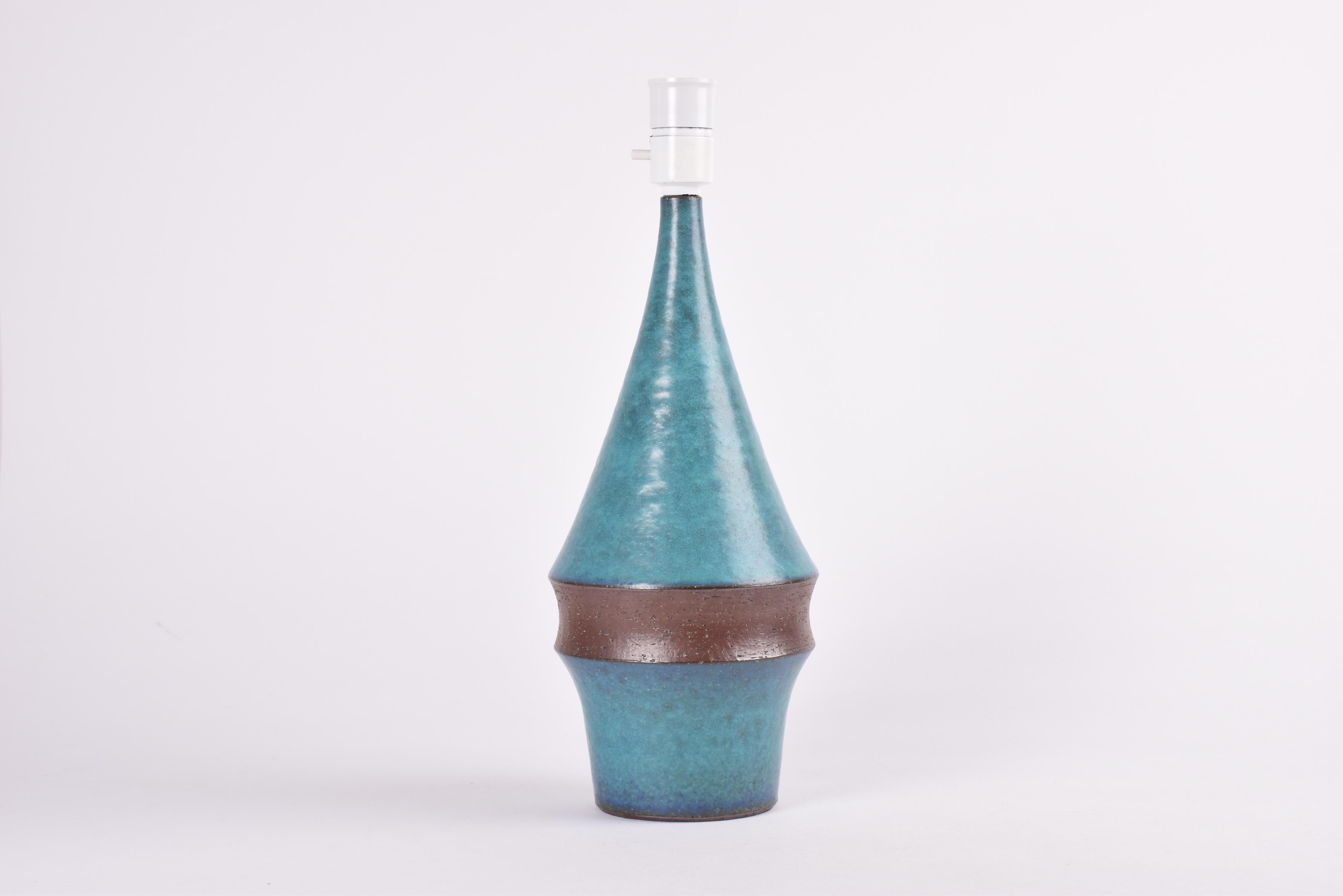 Danish Marianne Starck for Michael Andersen & Søn Tall Table Lamp Turquoise Brown 1960s