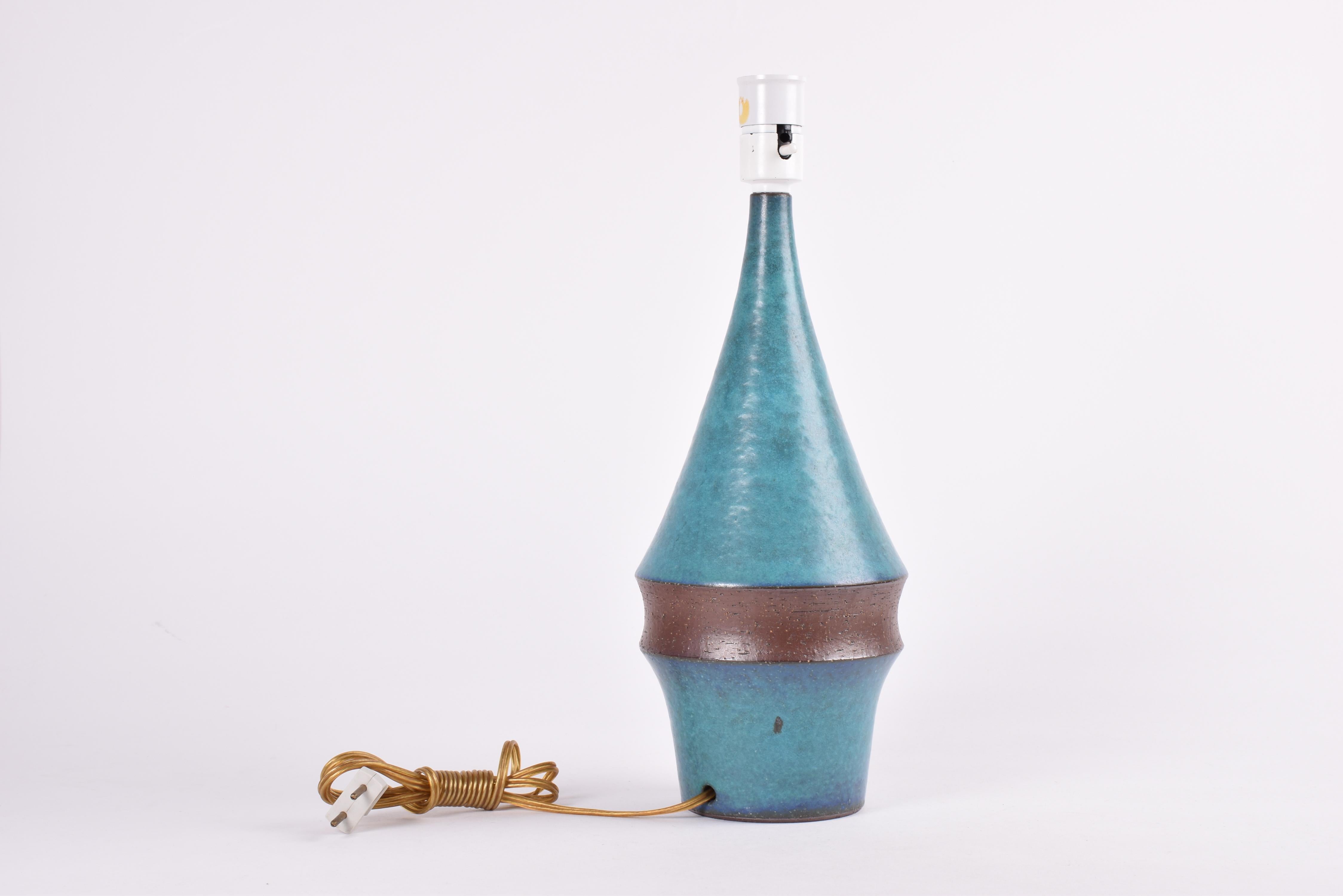 Marianne Starck for Michael Andersen & Søn Tall Table Lamp Turquoise Brown 1960s In Good Condition In Aarhus C, DK