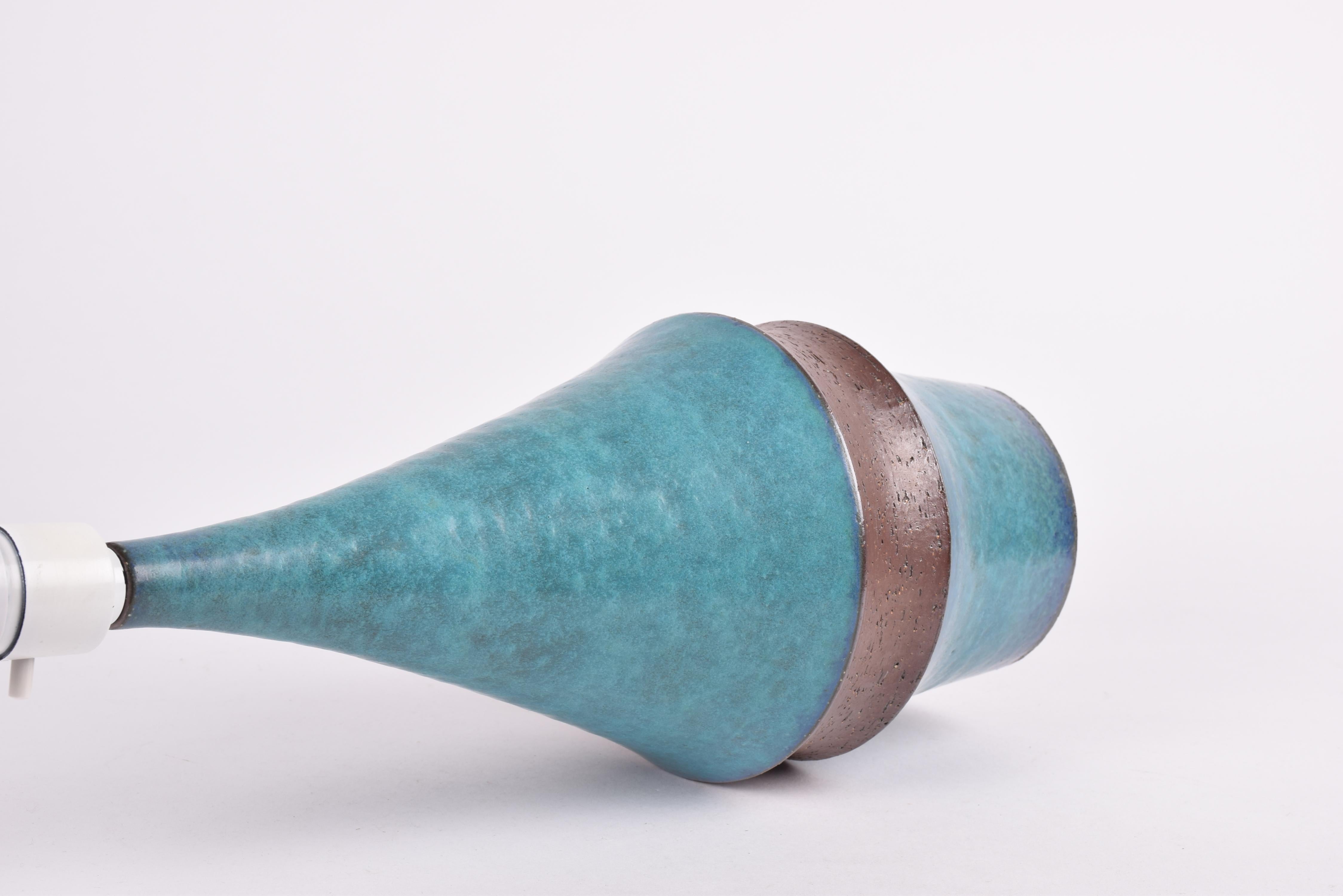 Ceramic Marianne Starck for Michael Andersen & Søn Tall Table Lamp Turquoise Brown 1960s