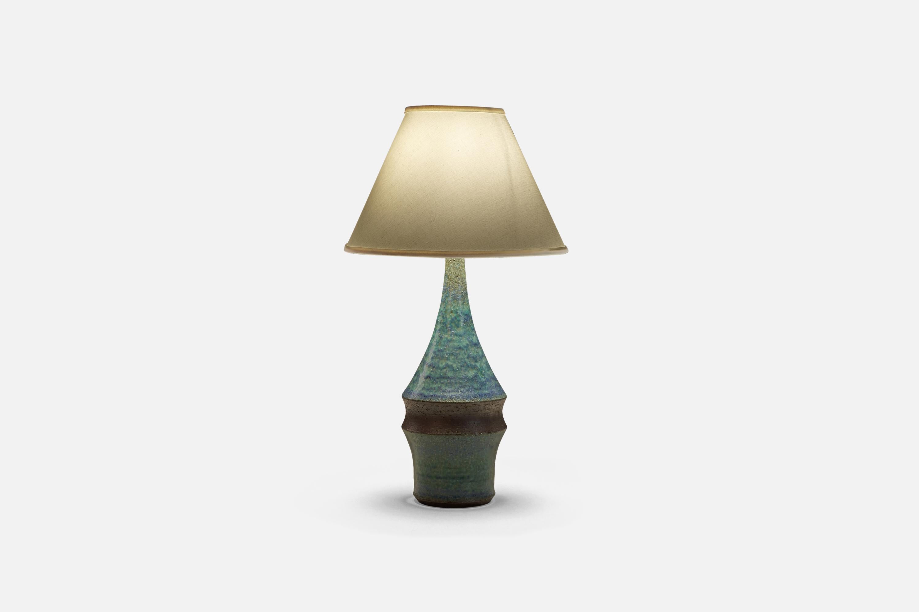 Danish Marianne Starck, Table Lamp, Blue Stoneware, Michael Andersen, Denmark, 1960s For Sale