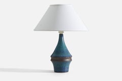 Marianne Starck, Table Lamp, Blue Stoneware, Michael Andersen, Denmark, 1960s