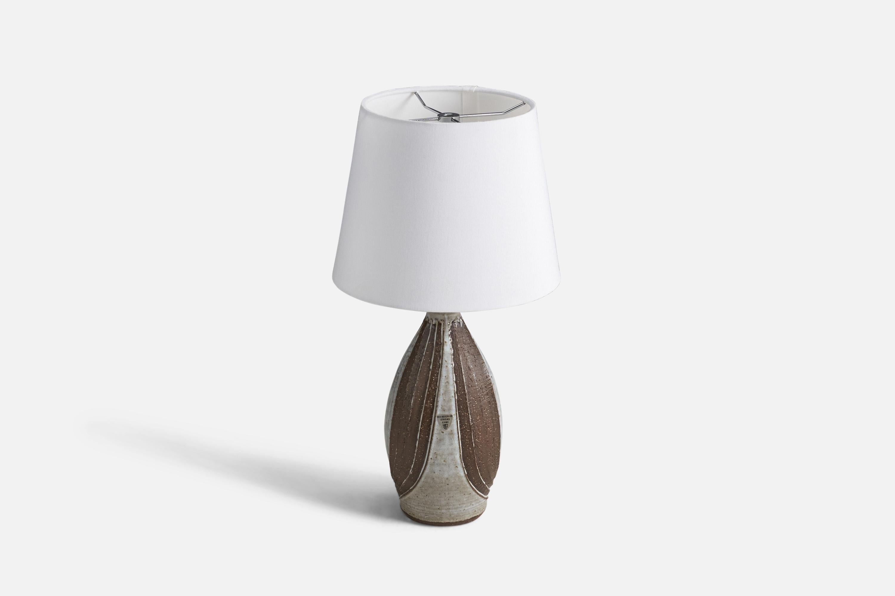 Mid-Century Modern Marianne Starck, Table Lamp, Grey-Glazed Stoneware, Denmark, 1960s For Sale