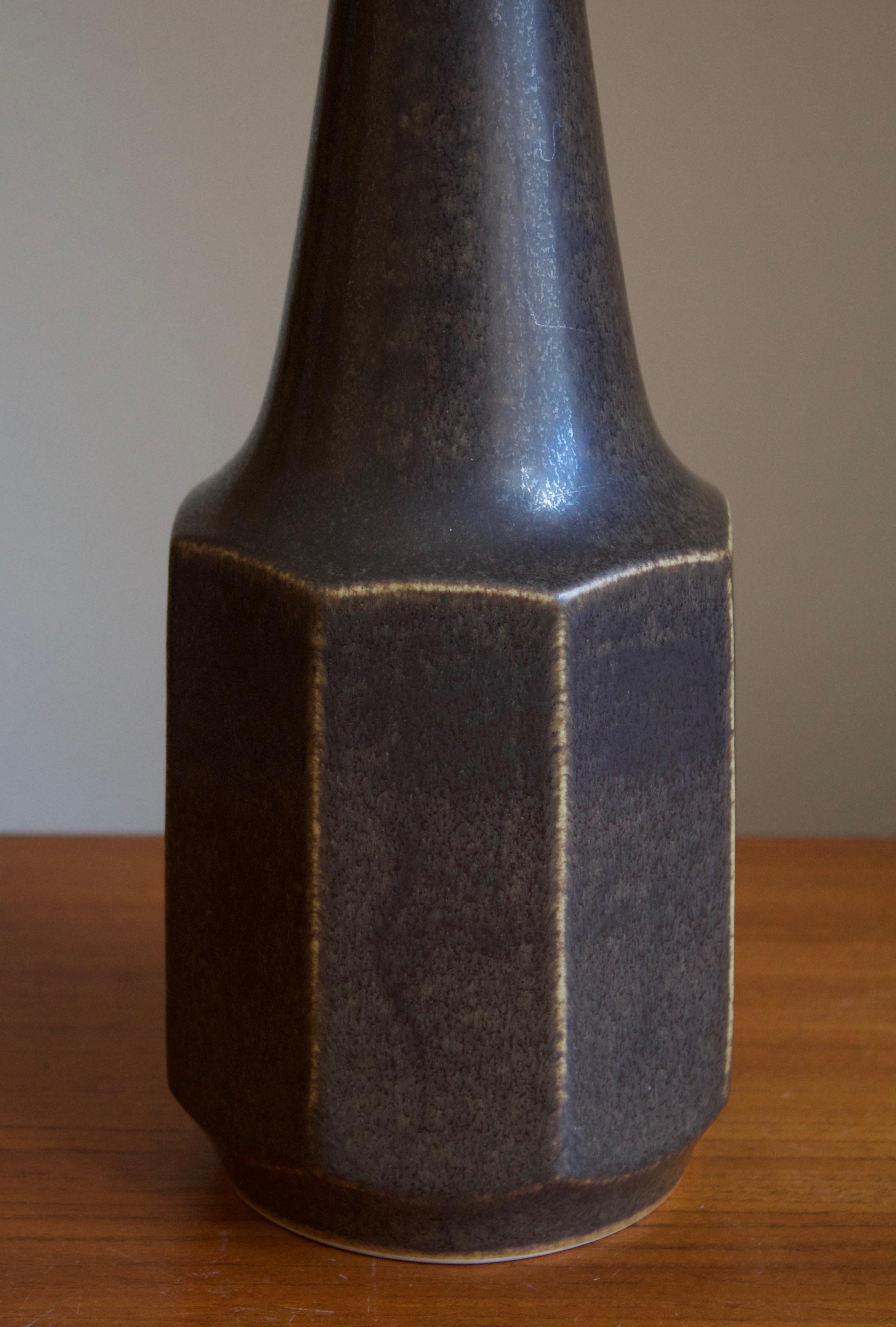 American Marianne Starck, Table Lamp, Brown Stoneware, Michael Andersen, Denmark, 1960s