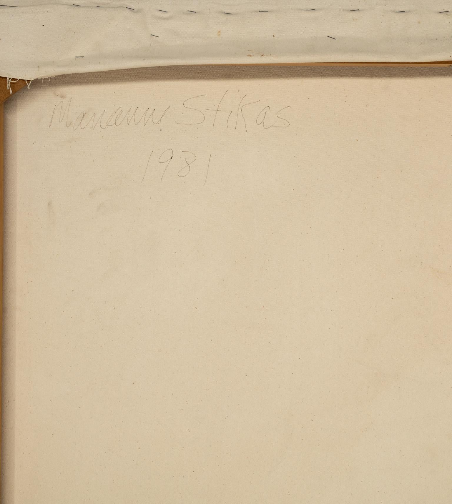 Marianne Stikas [Wings] 1981 Large-Scale Signed Abstract Painting with Gold Leaf For Sale 6