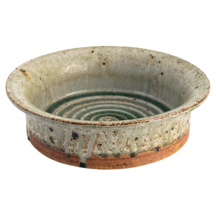 Marianne Westman for Rörstrand Ateljé Glazed Stoneware Bowl, Signed For Sale