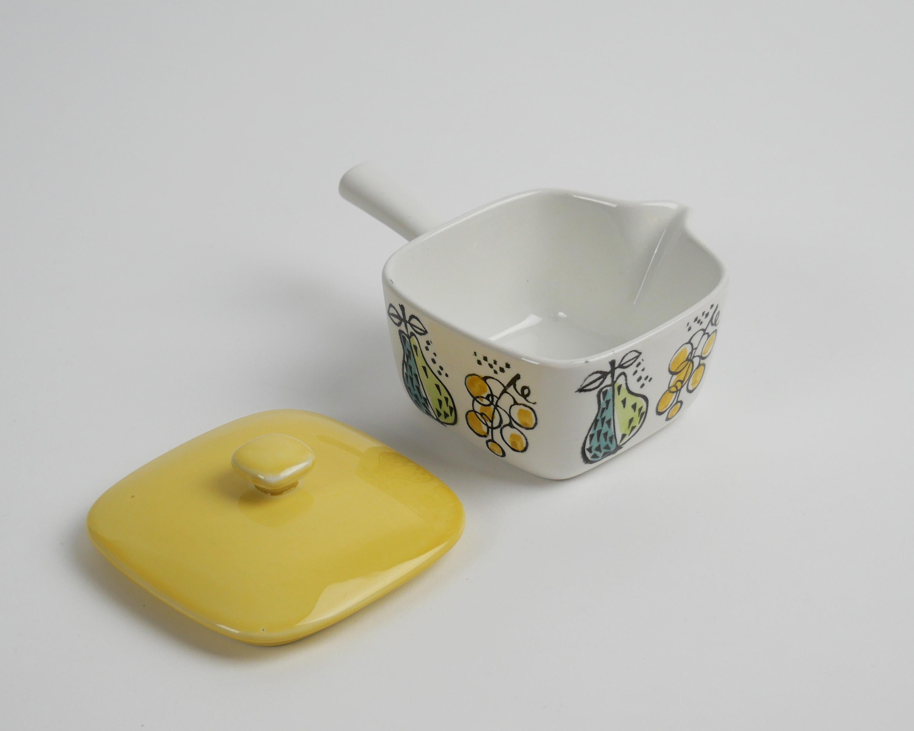 Mid-Century Modern Marianne Westman for Rörstrand, ‘Granada’ Small Ovenware Pot with Lid, 1950s