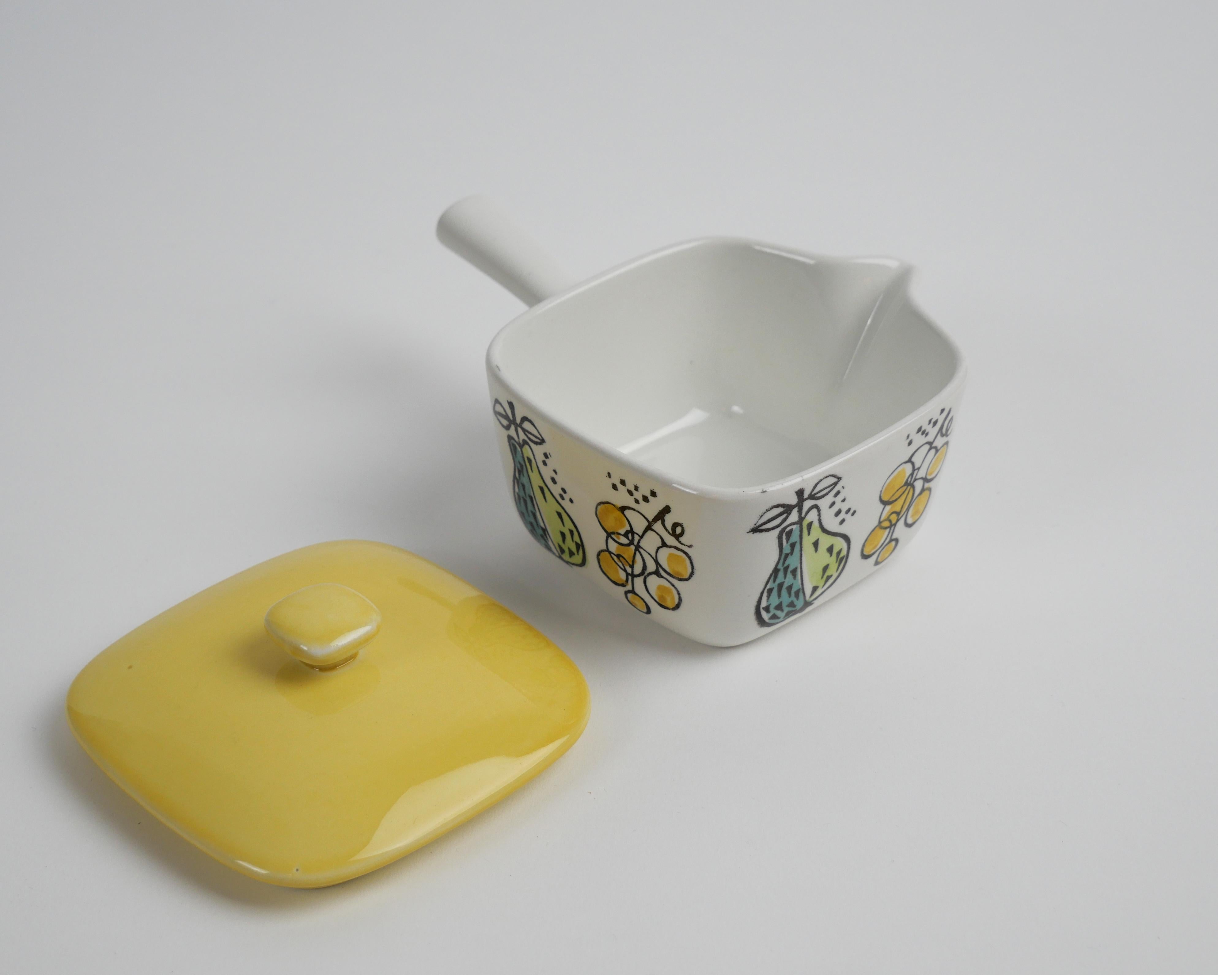 Mid-Century Modern Marianne Westman for Rörstrand, ‘Granada’ Small Ovenware Pot with Lid, 1950s