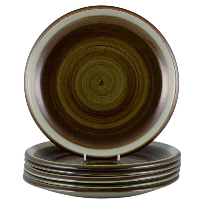 Marianne Westman for Rörstrand. Six "Maya" stoneware dinner plates. 1970s For Sale