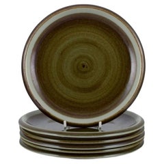 Marianne Westman for Rörstrand. Six "Maya" stoneware plates. 1970s
