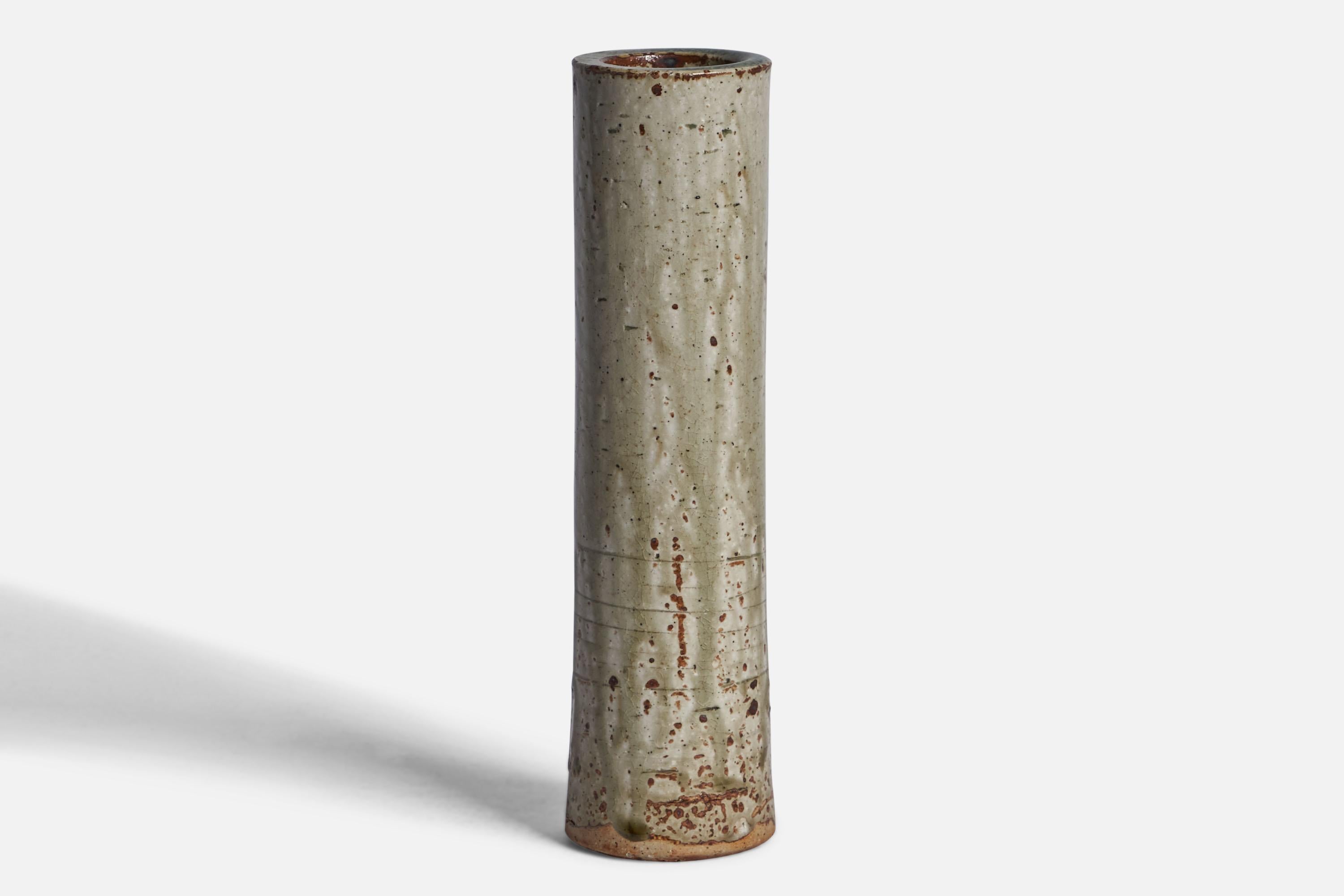 A grey-glazed stoneware vase designed by Marianne Westman and produced by Rörstrand, Sweden, 1960s.