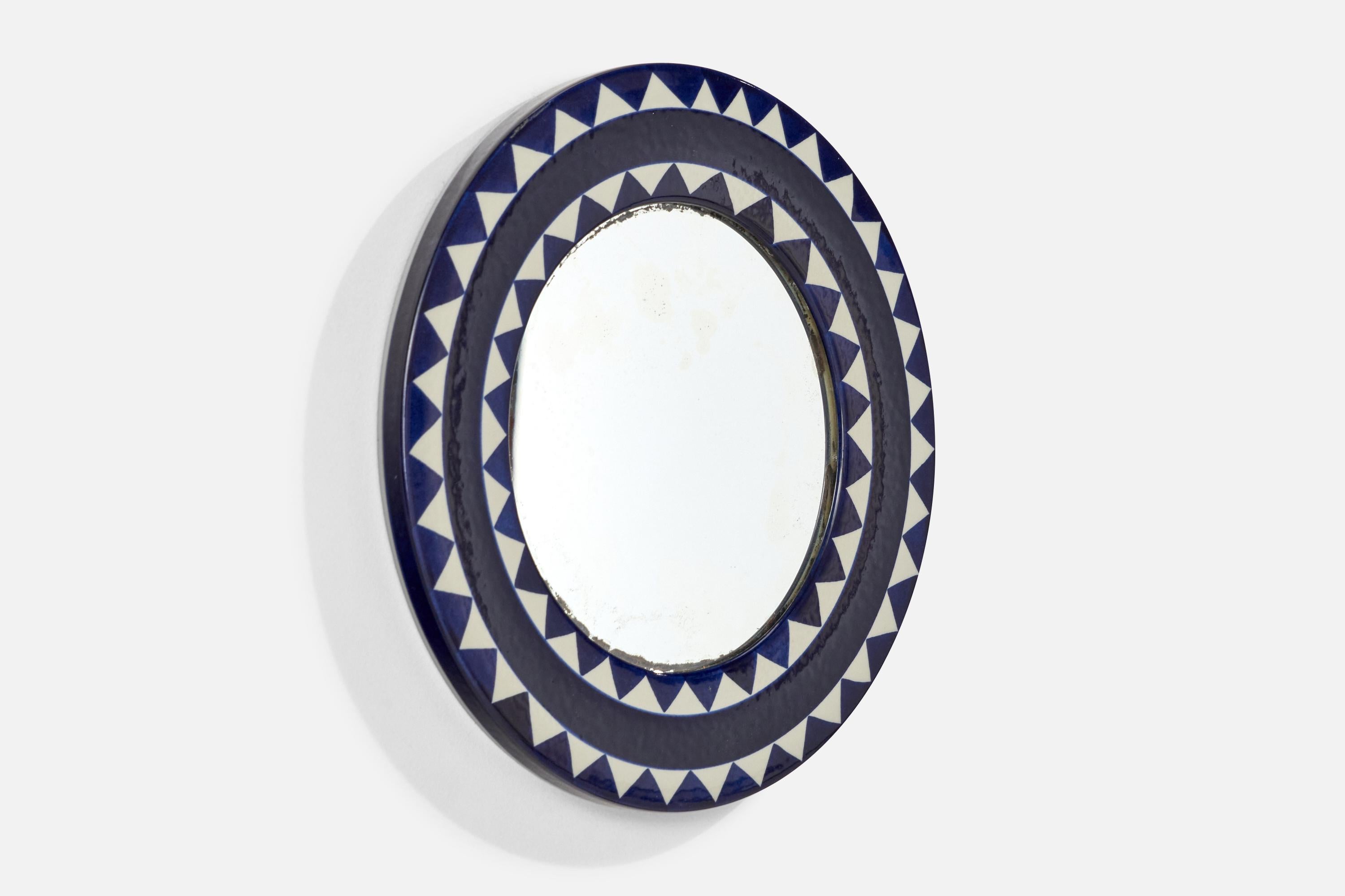 Scandinavian Modern Marianne Westman, Wall Mirror, Ceramic, Sweden, 1960s For Sale