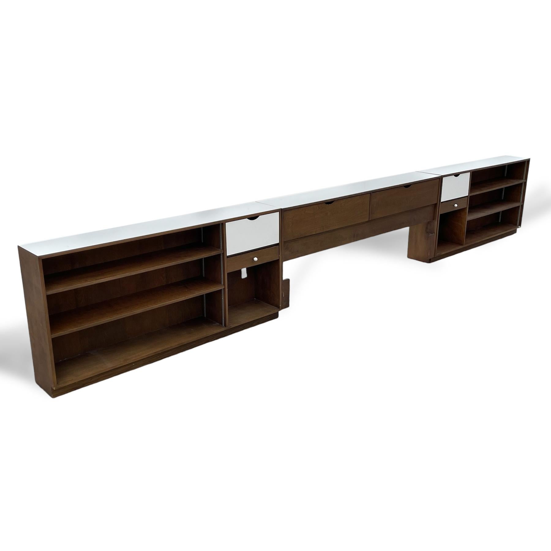 Mid-Century Modern Marianne Willisch Custom King-Size Headboard w/ Nightstands/ Bookcases For Sale