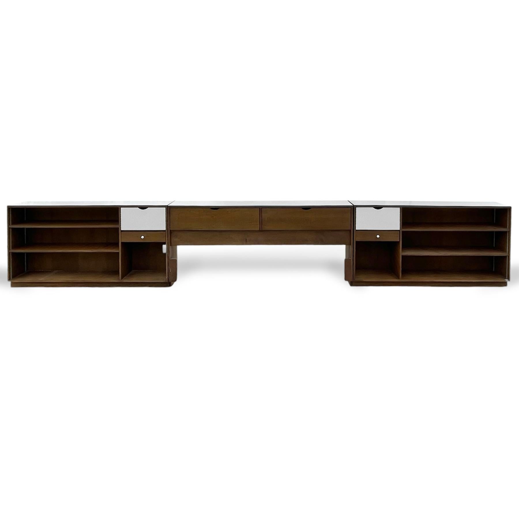 American Marianne Willisch Custom King-Size Headboard w/ Nightstands/ Bookcases For Sale