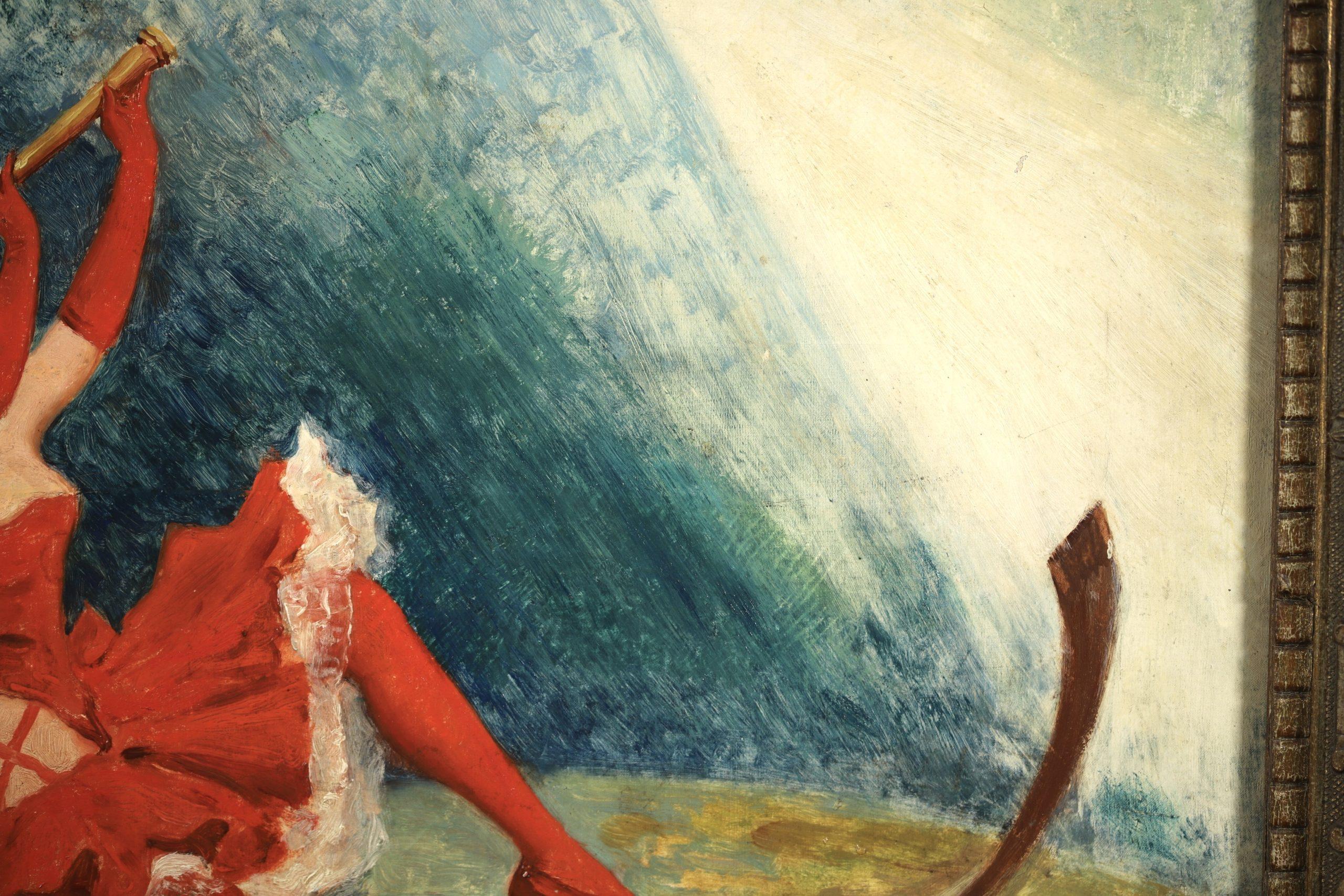 Diseño de cartel - Bugatti - Óleo figurativo romántico de Mariano Alonso Perez - Painting de Mariano Alonso Pérez