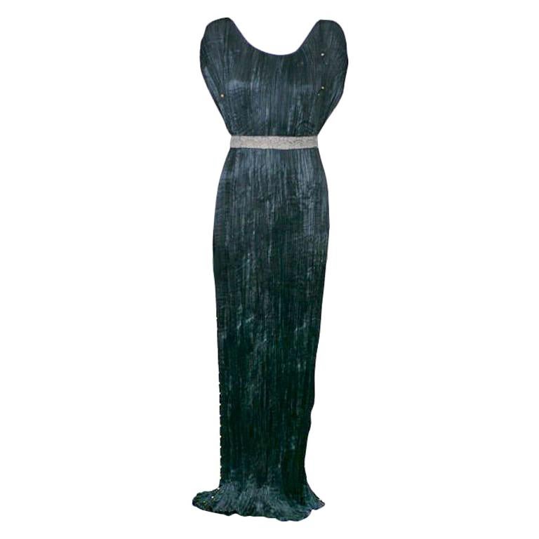 Mariano Fortuny Black Silk Peplos Gown For Sale at 1stDibs