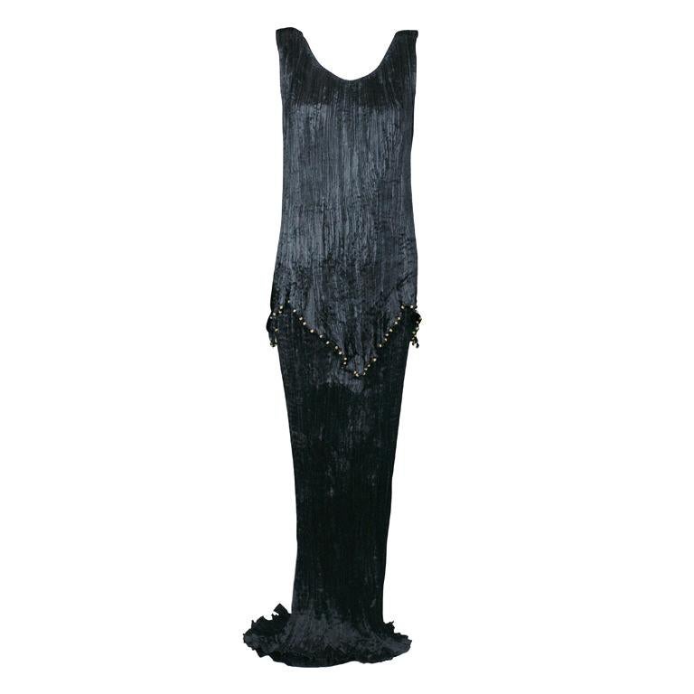 Mariano Fortuny Black Peplos Gown