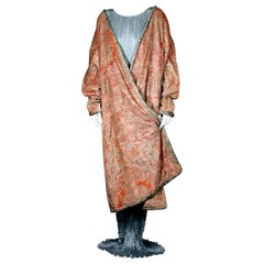 Mariano Fortuny Pink Coral Stencilled Velvet Long Coat