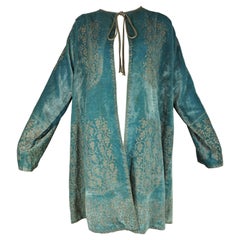 Mariano Fortuny Venice Blauer schablonierter Abendmantel aus Samt