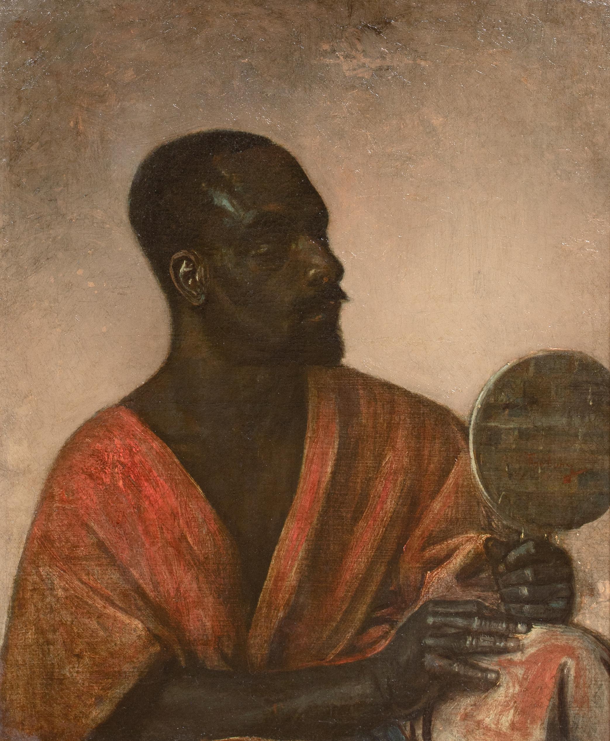 The Moors Reflection, 19th Century - Brown Portrait Painting by Mariano Fortuny Y Marsal
