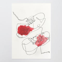Mariano's Things Red Shoe Watercolor Drawing Mariano Martin