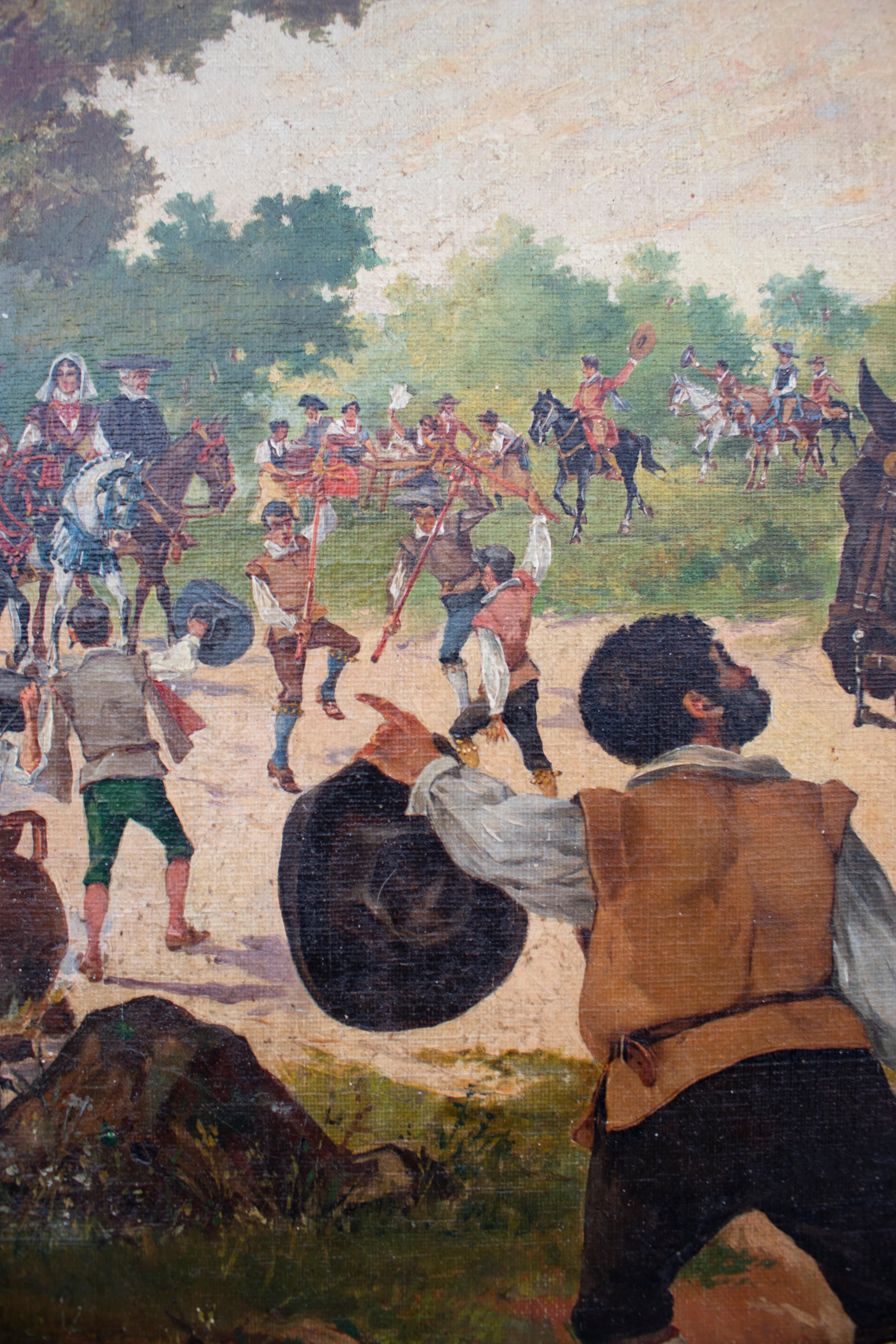 Mariano Obiols Delgado (né vers 1860) paire de peintures à l'huile sur toile représentant des scènes de Don Quichotte. Signé et daté 1907,

Dimensions de chaque tableau : 56 x 74 x 1,5.