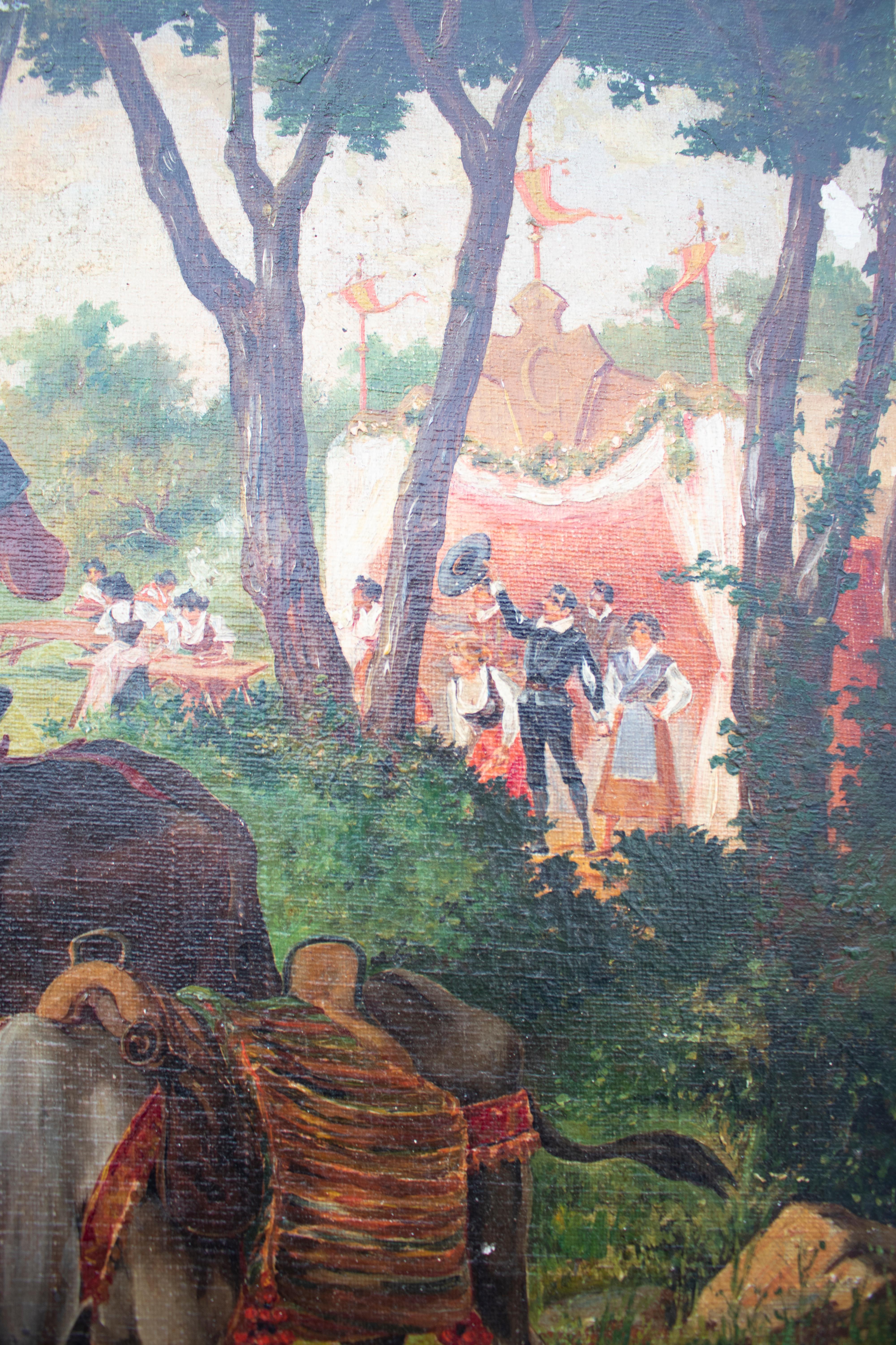 Mariano Obiols Delgado, Paar Ölgemälde auf Leinwand, signiert und datiert 1907 im Zustand „Gut“ im Angebot in Marbella, ES