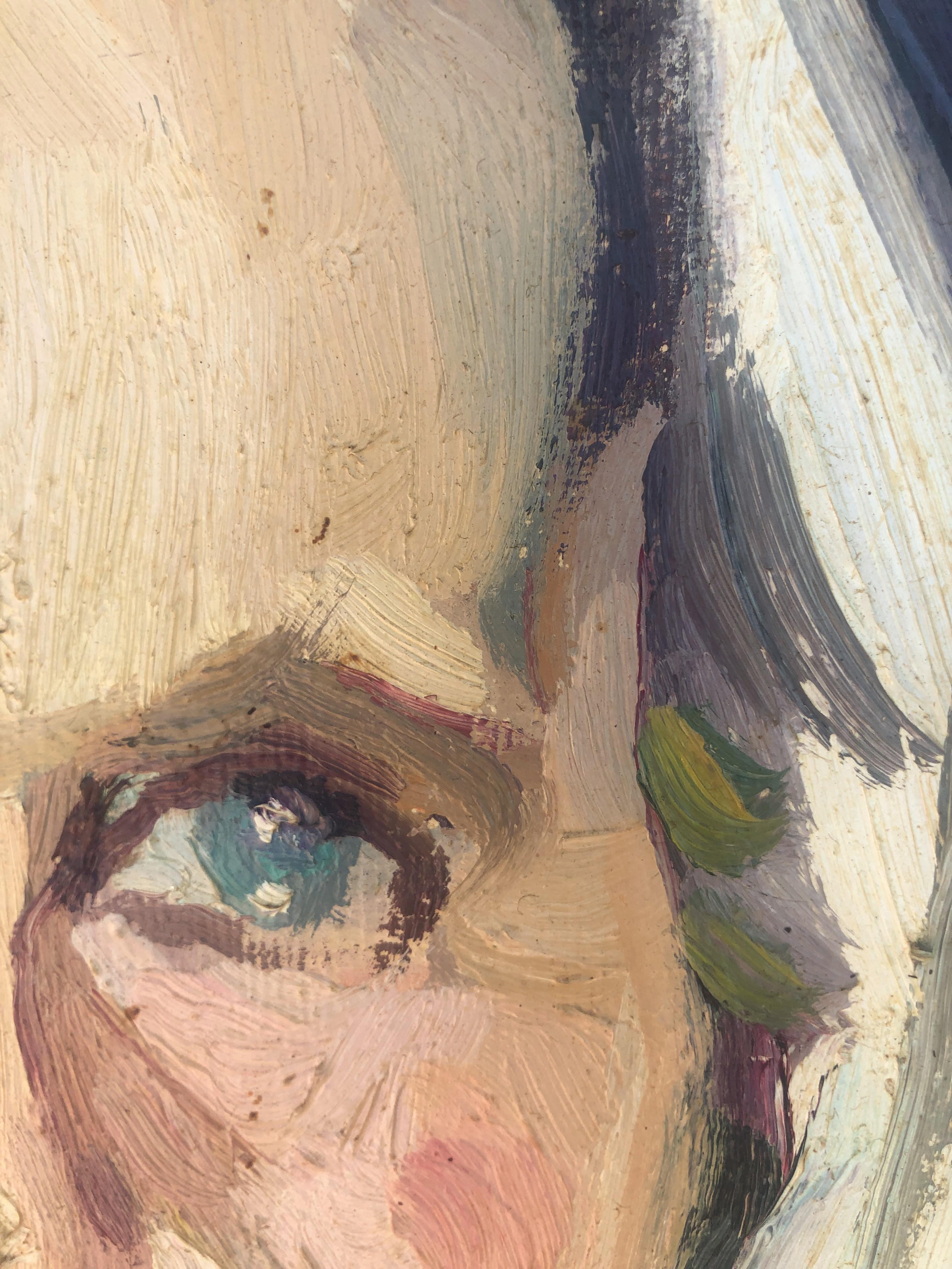 Huile sur toile - Portrait de femme espagnole d'Ibiza, peinture à l'huile sur toile - Noir Portrait Painting par Mariano Tur de Montis