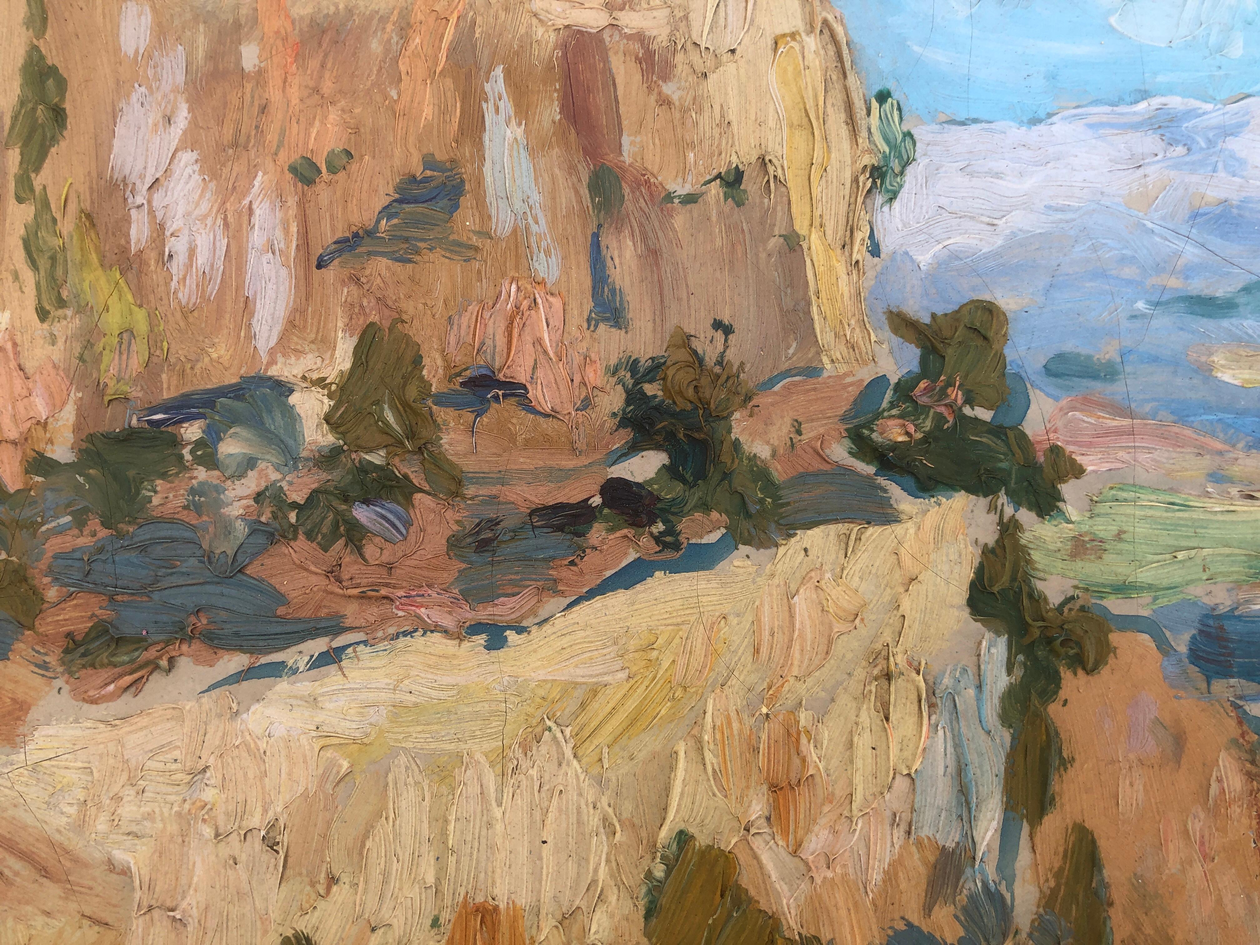 Paisaje español óleo sobre lienzo pintura España - Landscape Painting Gris de Mariano Vayreda Canadell