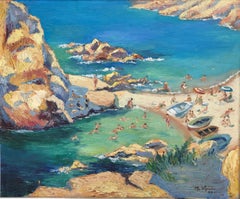 Tossa de Mar spanish seascape oil on canvas painting
