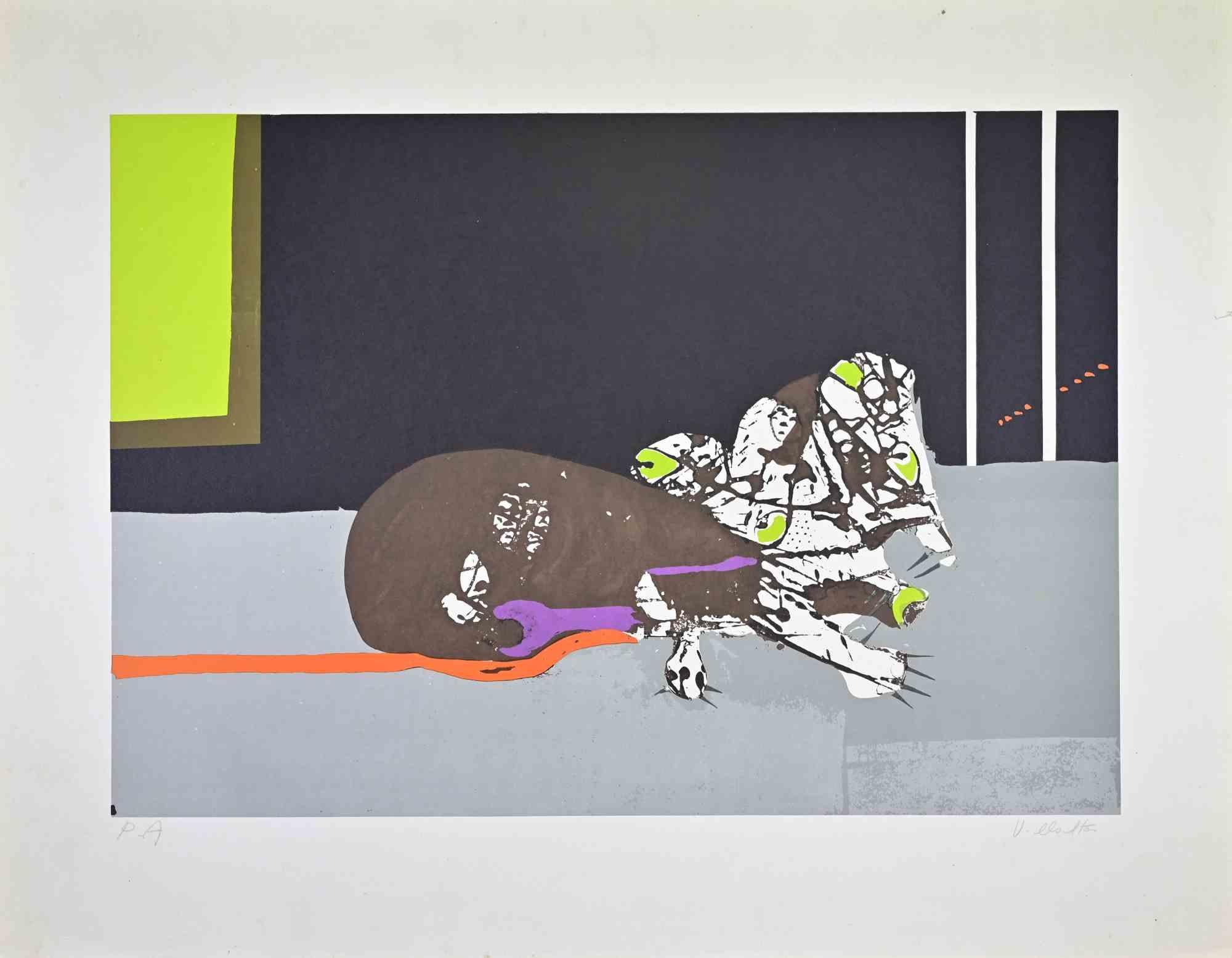 Lithograph on paper realized in 1970s.

Hand signed in pencil.

Artist proof our of an edition of 175.

Very good condition.