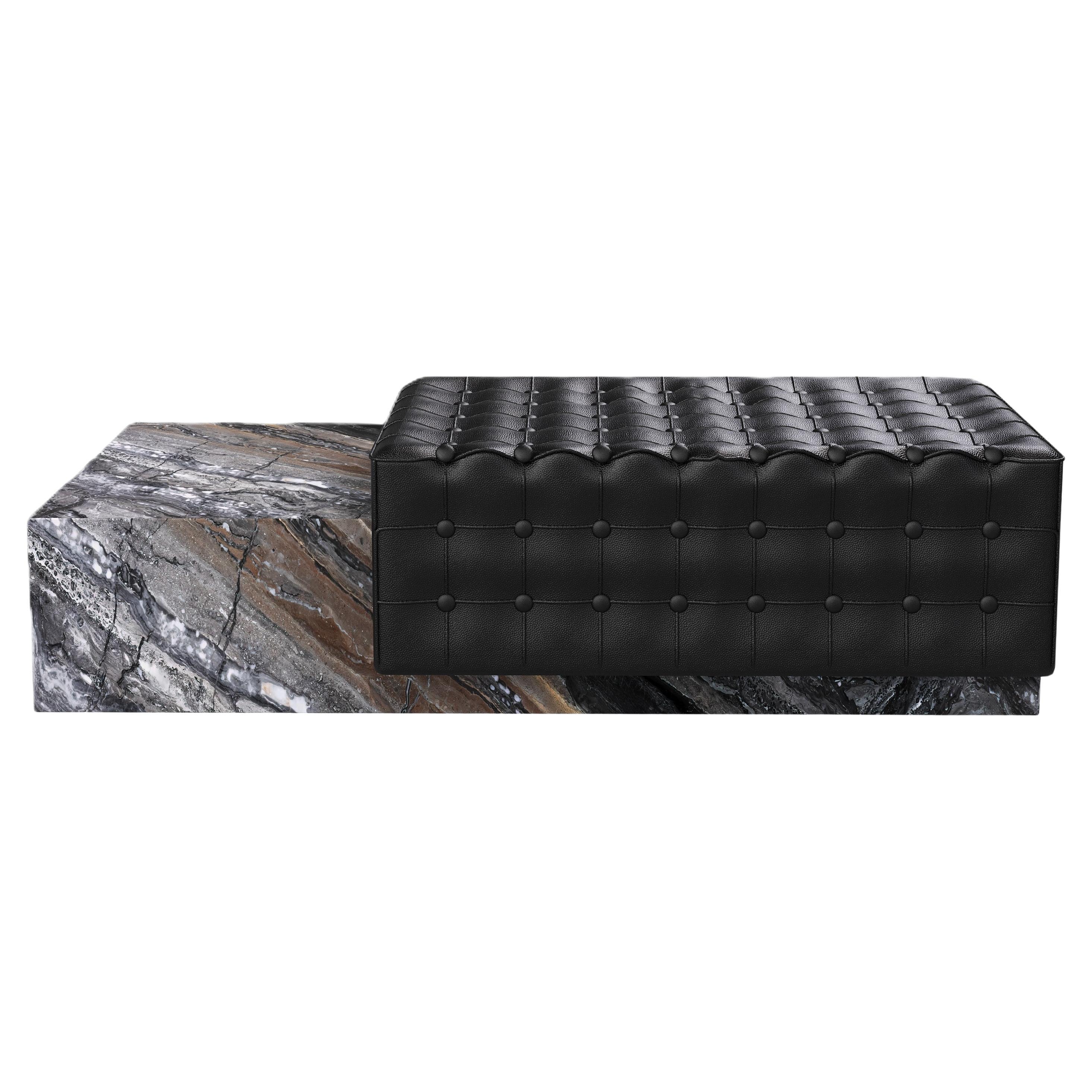 Maribo - Tufted Marble Chaise - Grey Galaxy