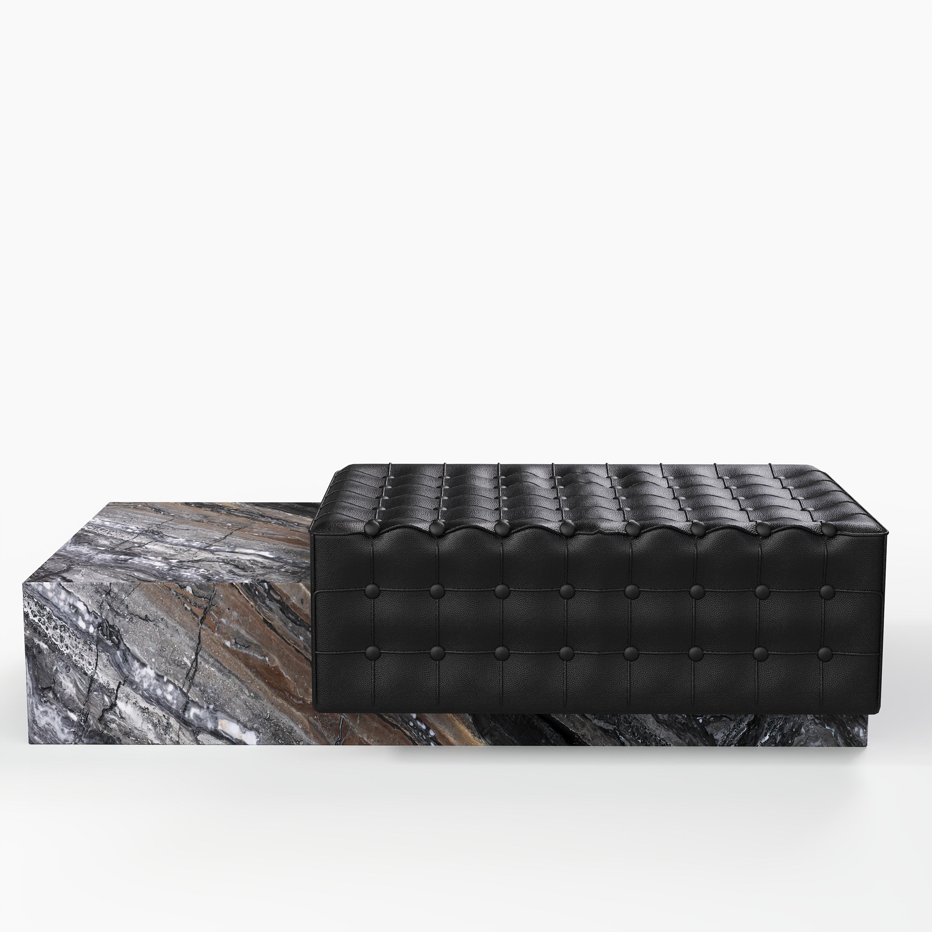 Maribo - Chaise aus getuftetem Marmor - Grau Galaxy - Groß (Skandinavische Moderne) im Angebot