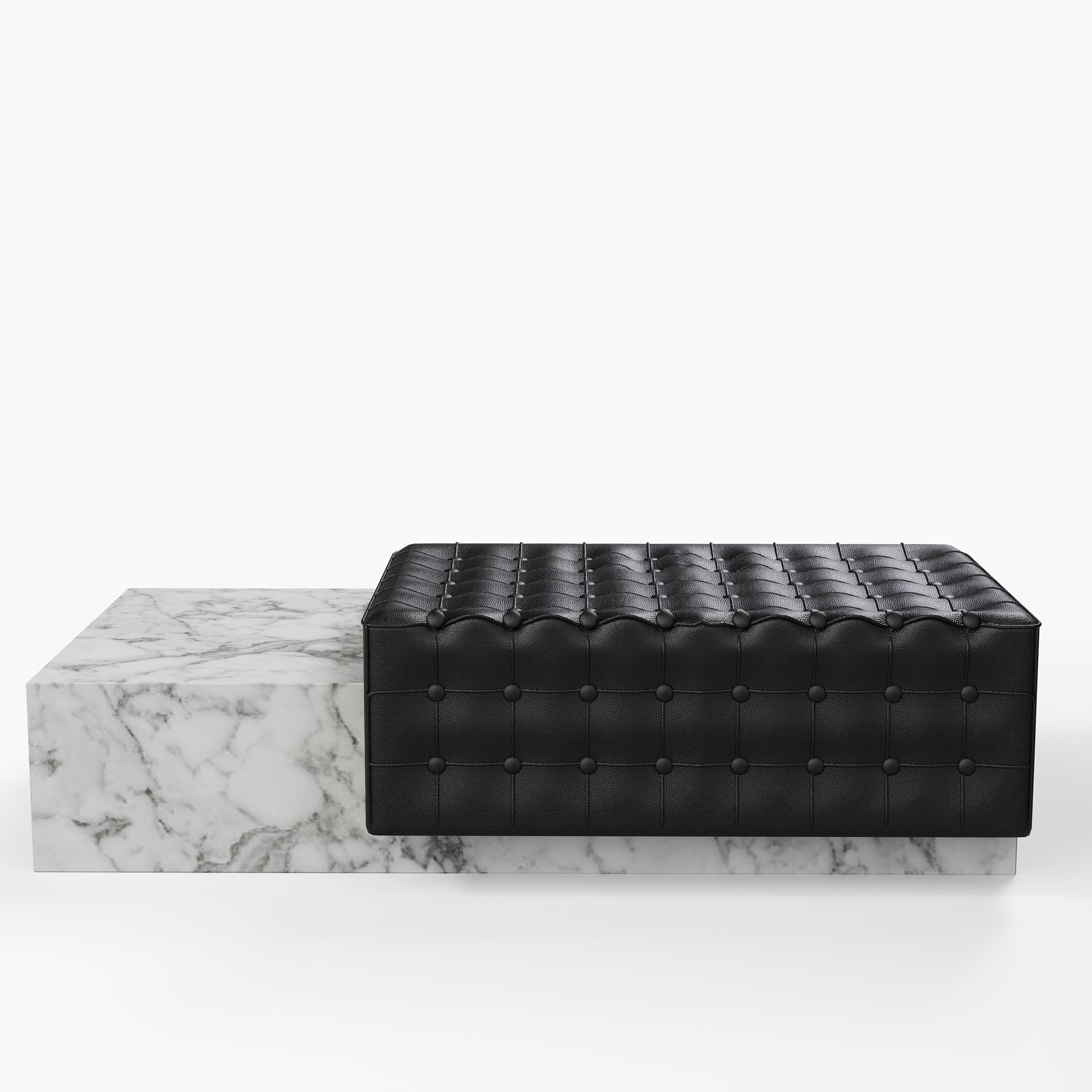 Maribo - Chaise aus getuftetem Marmor - Weißer Carrara (Skandinavische Moderne) im Angebot